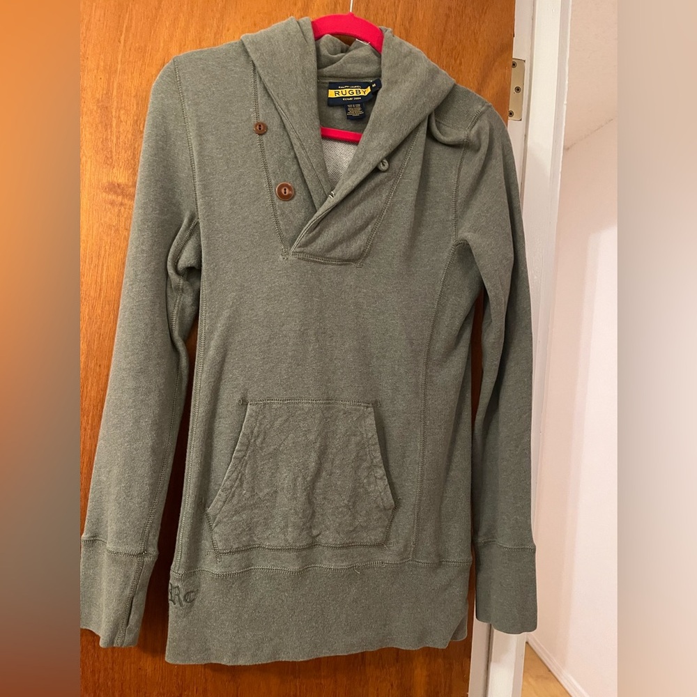 Rugby Ralph Lauren light olive shawl collar sweatshirt